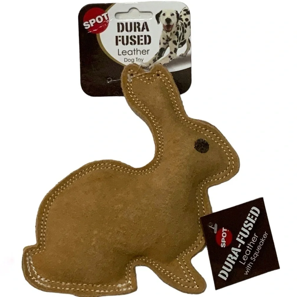Spot Dog Toy Fused Leather Squeaky Rabbit Strong Durable Toy Ethical Products